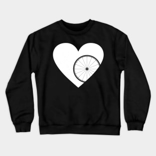 Heart with Road Bike Wheel for Cycling Lovers Crewneck Sweatshirt